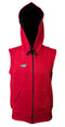 Title Sleeveless Hoodie: Red with Black Trim
